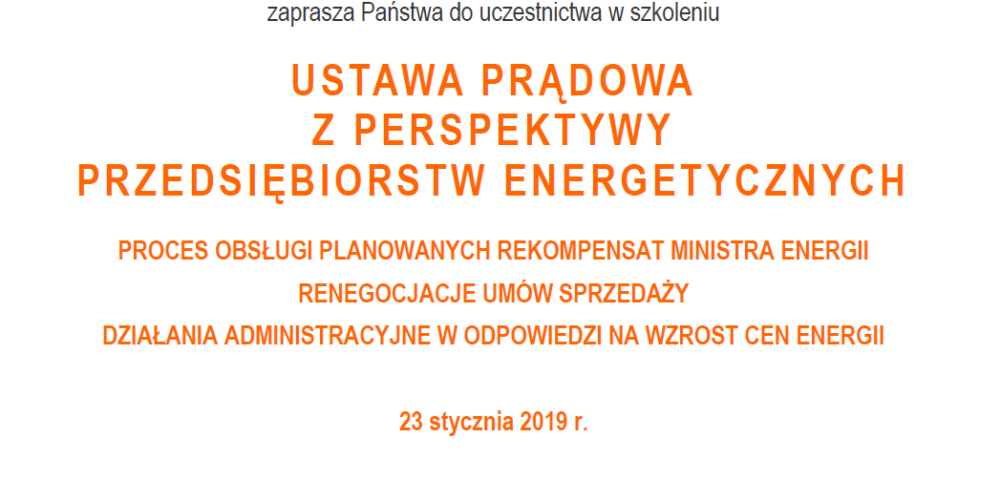 Ustawa prądowa szkolenie dla przedsiębiorstw energetycznych