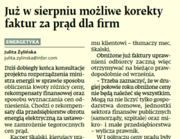 Kacper Skalski dla Dziennika Gazeta Prawna o korektach faktur dla odbiorców energii na podstawie ustawy prądowej