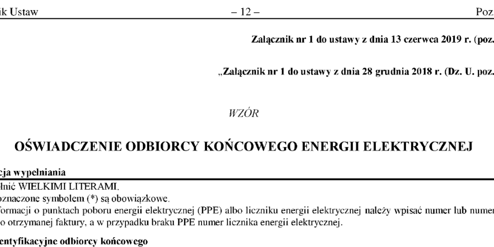 Oświadczenie mikro i małych przedsiębiorstw zapobiegające podwyżkom cen energii