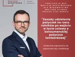 PUBLIKACJA MEC. MACIEJA RACZYŃSKIEGO DLA WYDAWNICTWA WOLTERS KLUWER POLSKA (LEX BANKI)