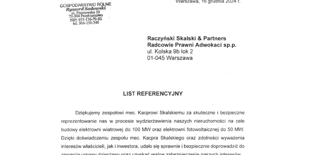 We have advised on the analysis, negotiation and conclusion of lease agreements for wind turbines and a PV power plant with a total capacity of over 100MW