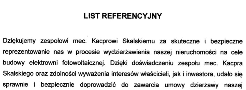 We advised on the conclusion of a lease agreement for real estate for a photovoltaic power plant.