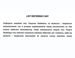 We advised on the conclusion of a lease agreement for real estate for a photovoltaic power plant.